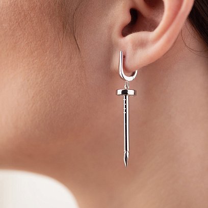 Серьги "Гвоздь" в белом золоте с08165 №8