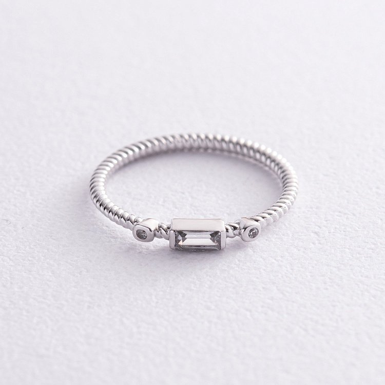 Каблучка "Кайла" в білому золоті (фіаніти) к07400 від ювелірного магазину Онікс