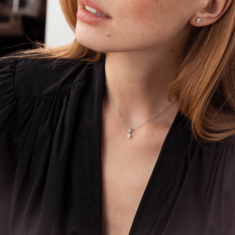 Золотой кулон с фианитом п03128 от ювелирного магазина Оникс - 4