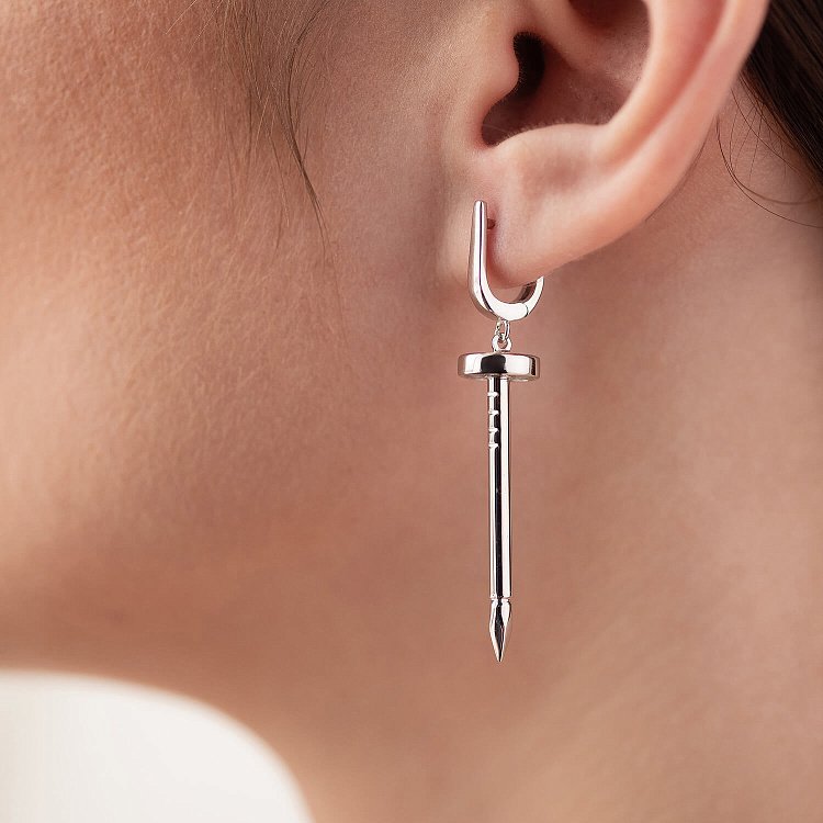 Серьги "Гвоздь" в белом золоте с08165 от ювелирного магазина Оникс - 7