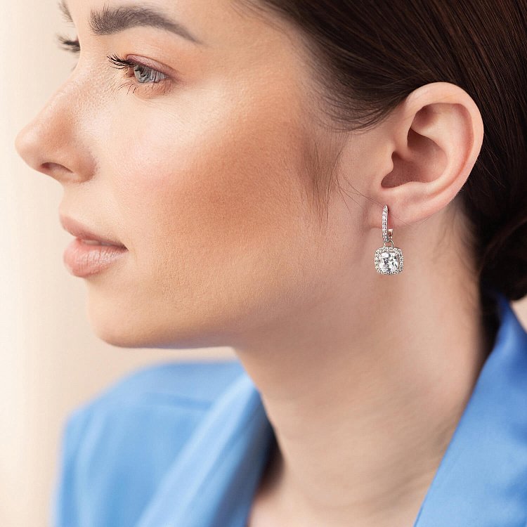 Срібні сережки з білими фіанітами 122923 від ювелірного магазину Онікс - 6