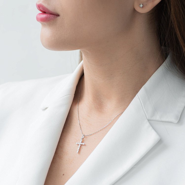 Золотой крестик с бриллиантами пб0091cha от ювелирного магазина Оникс - 2