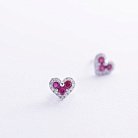 Золоті сережки - пусети "Сердечки" (діаманти, рубіни) сб0524cha от ювелирного магазина Оникс - 2