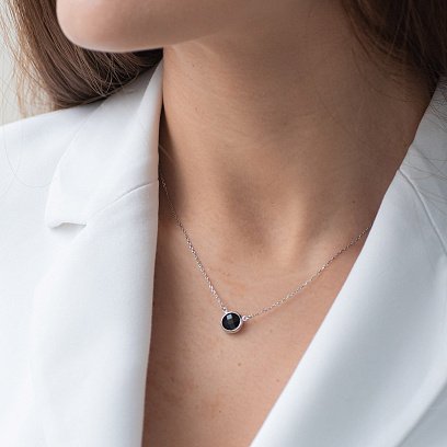 Срібне кольє з оніксом 18966 №7