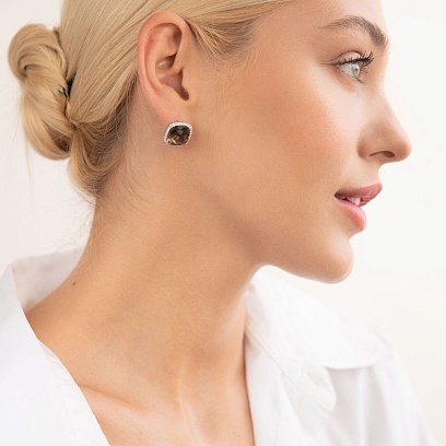 Золотые серьги с бриллиантами и топазами CR1671Egm №3