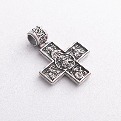 Серебряный крест "Иисус Христос с изображением святых" 7608