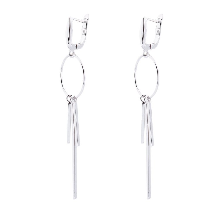 Серебряные серьги без камней 122222 от ювелирного магазина Оникс