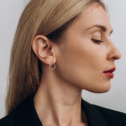 Серьги-пусеты "Большие капельки" в желтом золоте 1.7*1.2 см с06316 №11