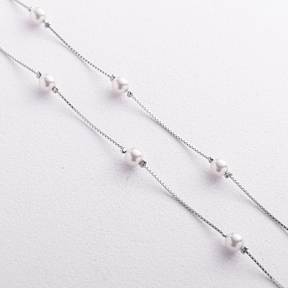 Срібне кольє з перлами 181375 №2