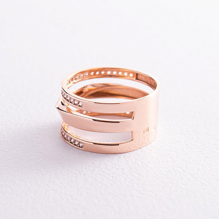 Каблучка в червоному золоті (фіаніти) к07077 від ювелірного магазину Онікс - 4