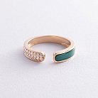 Золотое кольцо с бриллиантами и малахитом кб0500sc от ювелирного магазина Оникс - 2