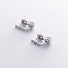 Срібні сережки з перлами, синт. сапфірами та фіанітами 2487/1р-PWTNS от ювелирного магазина Оникс - 2
