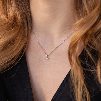 Серебряное колье с буквой "L" 1105 L №4