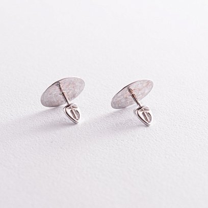 Серьги - пусеты "Теона" в белом золоте с07885 №5