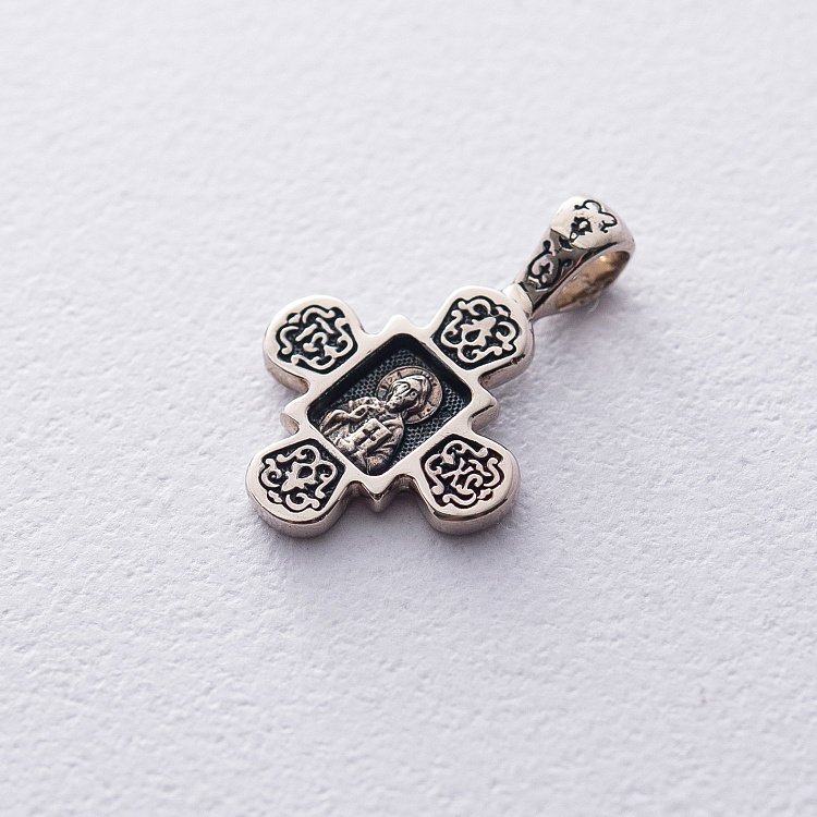 Золотой детский крестик с чернением п03215 от ювелирного магазина Оникс