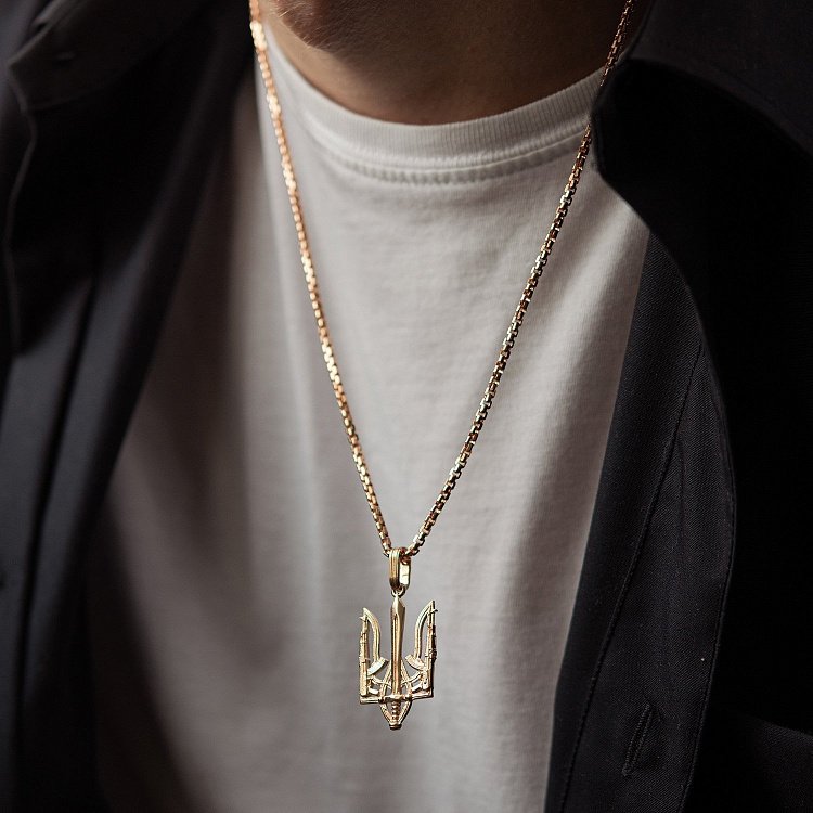 Підвіска "Герб України - Тризуб" у червоному золоті п03721 від ювелірного магазину Онікс - 6