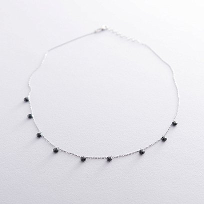 Серебряное колье с черными камнями 18873 №2