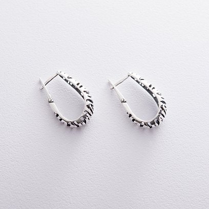 Серебряные серьги "Зебра" 122571 №3