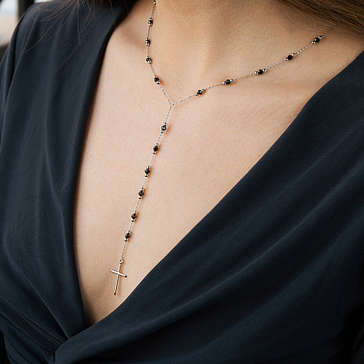 Золоте кольє з хрестиком (фіаніти) кол02594 №6