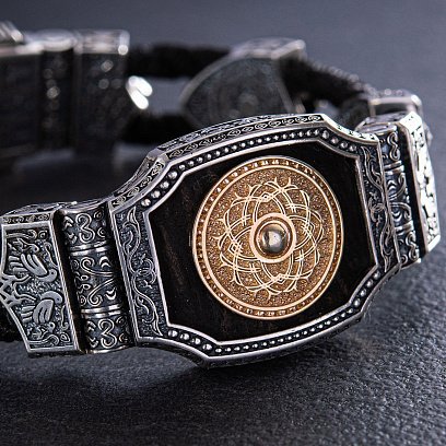 Срібний браслет "Вірменська Зірка" (ебенове дерево) 817 №3