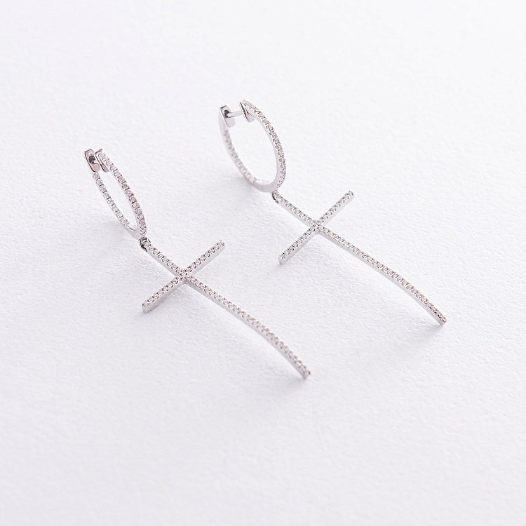 Золоті сережки "Хрести" з діамантами сб0072ch від ювелірного магазину Онікс