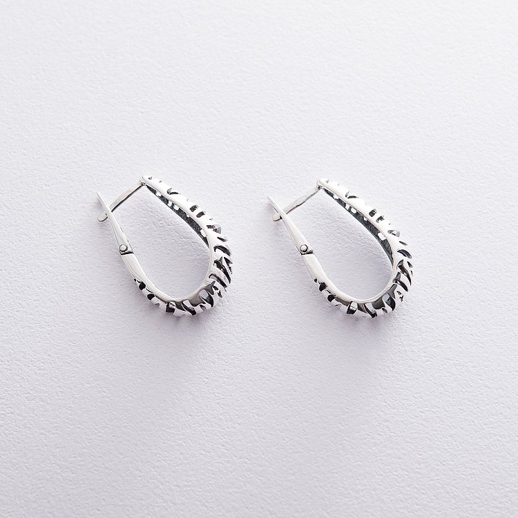 Серебряные серьги "Зебра" 122571 от ювелирного магазина Оникс - 2