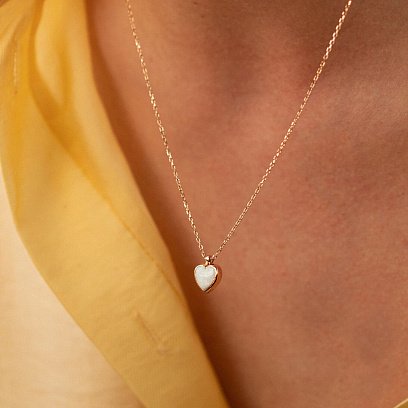 Кольє "Сердечко" з синт. опалом (червоне золото) кол02413 №4