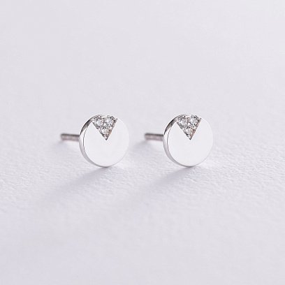 Золотые серьги - пусеты с фианитами с06723