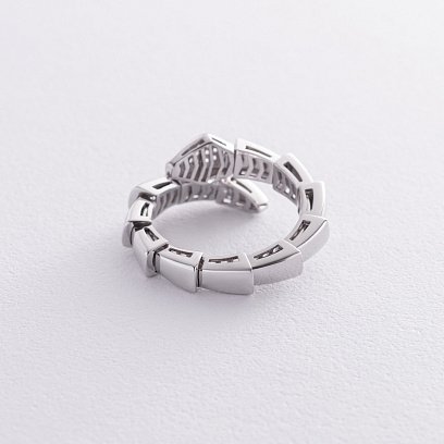 Каблучка "Змія" у білому золоті (фіаніти) к07344 №5