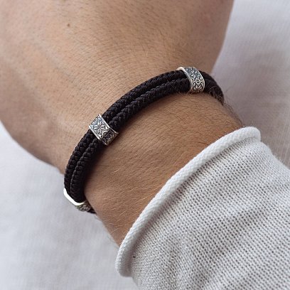 Чоловічий браслет "Вишиванка" у сріблі 1576 №2