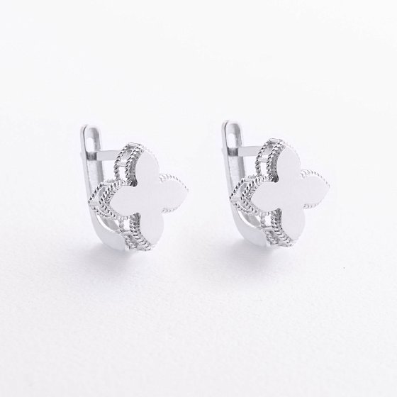 Сережки "Конюшина" в білому золоті с09649