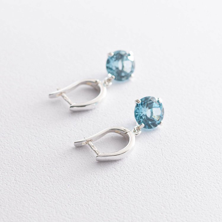 Серебряные серьги "Влечение" (шт. топаз) 122857 от ювелирного магазина Оникс - 5