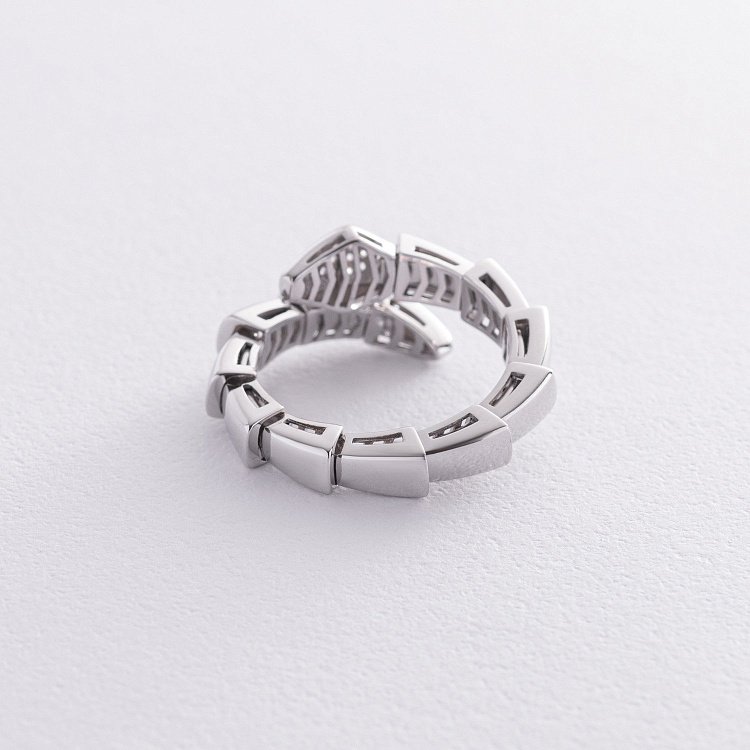 Каблучка "Змія" у білому золоті (фіаніти) к07344 від ювелірного магазину Онікс - 4