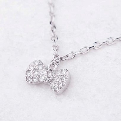 Серебряный браслет на ногу с фианитами 14932 №3