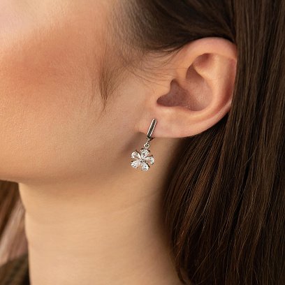 Срібні сережки "Квітка" з фіанітами 121198 №3