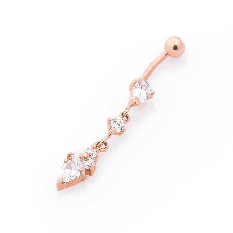 Золотий пірсинг з фіанітами пир00070 від ювелірного магазину Онікс - 1