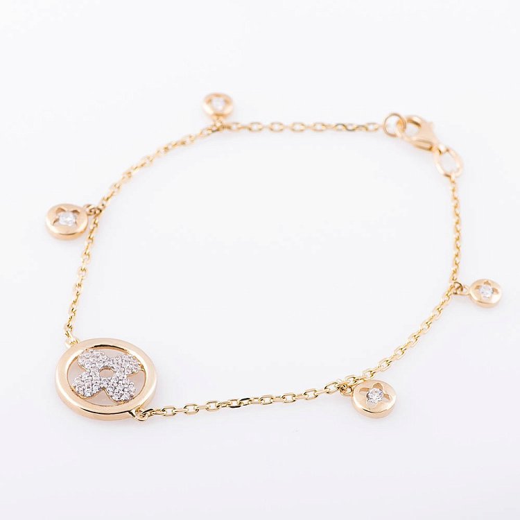 Золотий браслет "Конюшина" б02757 від ювелірного магазину Онікс