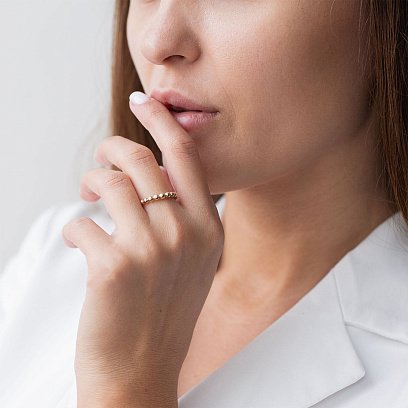 Каблучка з кульками в жовтому золоті к06319 №5