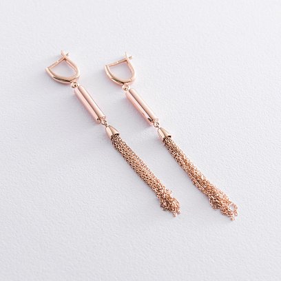 Висячі сережки в червоному золоті с06873 №2