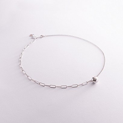 Серебряное колье "Цепочка с шариком" 181227