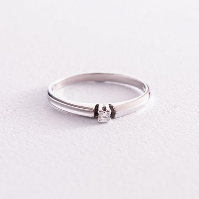 Золотое помолвочное кольцо с фианитом к05640 №3