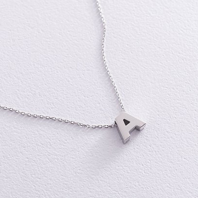 Колье с буквой "А" в белом золоте кол01254А №3