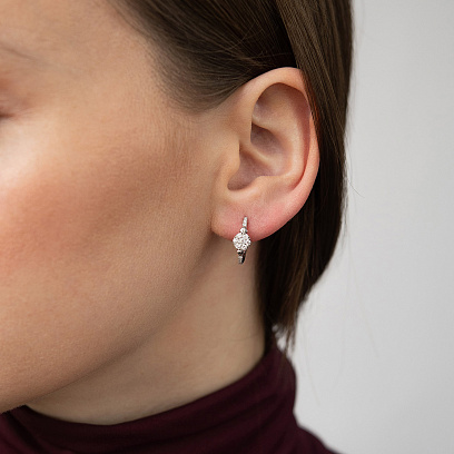 Золоті сережки "Квіточки" (діаманти) сб0624lg №5