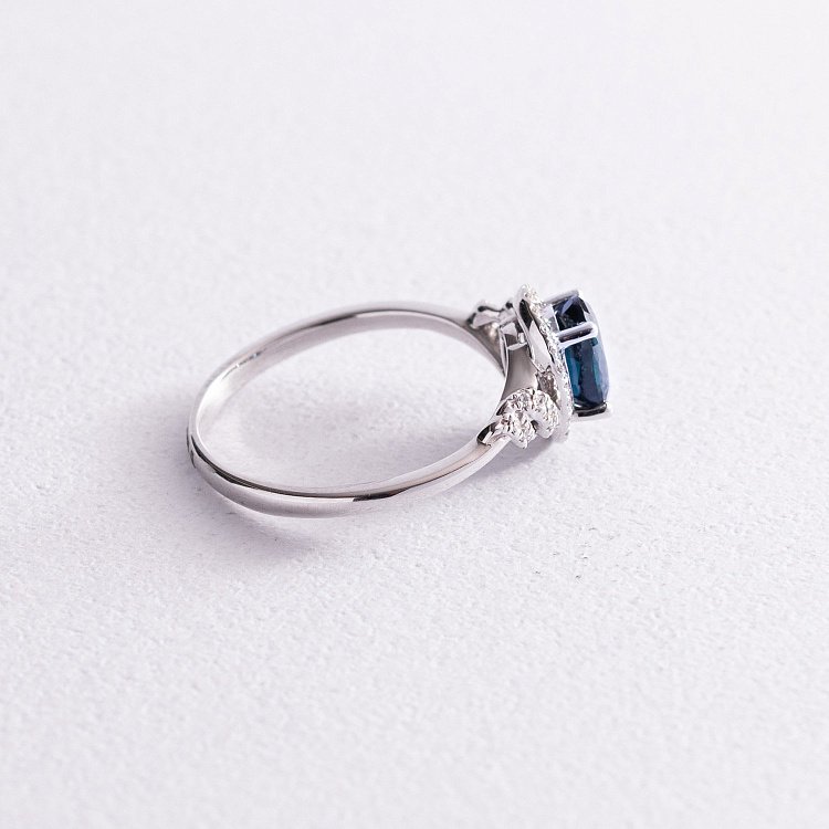 Золота каблучка з сапфіром і діамантами кб0124A1 - 2 Золота каблучка з сапфіром і діамантами кб0124A1 від ювелірного магазину Онікс - 2