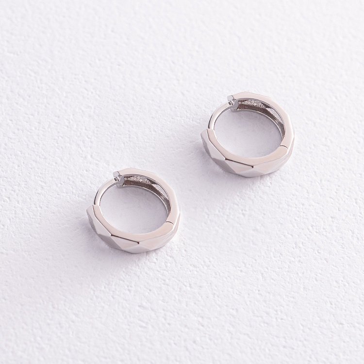 Серьги - кольца "Джоанна" в белом золоте с07993 от ювелирного магазина Оникс - 2