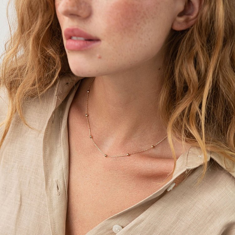 Колье "Шарики" в красном золоте кол02223 от ювелирного магазина Оникс - 2