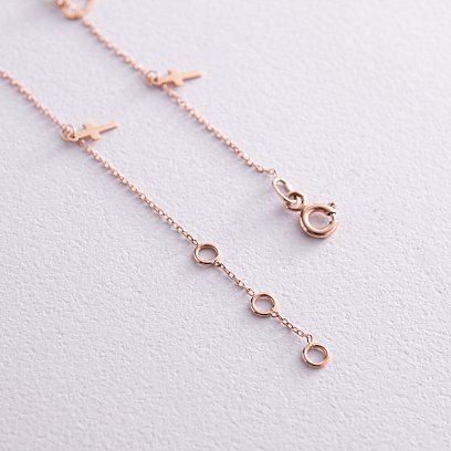 Браслет "Сердечки та хрестики" на ногу (червоне золото) б05125 №5