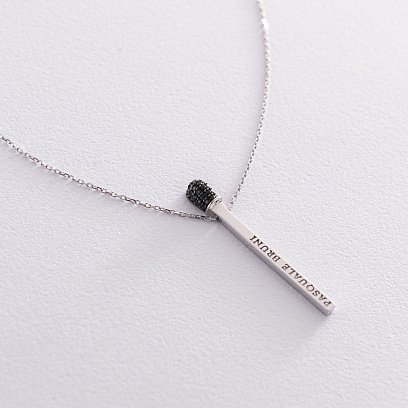 Золоте кольє "Сірник" (чорні фіаніти) кол01481