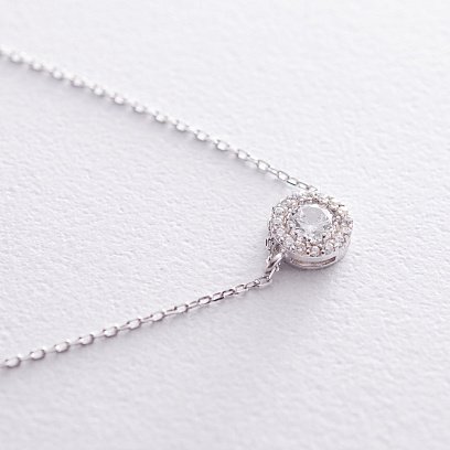 Срібне кольє з фіанітами 181027 №3
