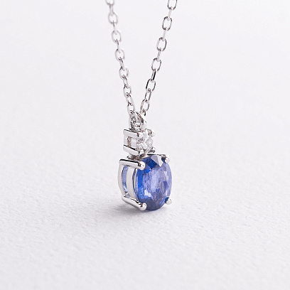 Колье в белом золоте (бриллиант, сапфир) колб0194sm